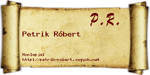 Petrik Róbert névjegykártya