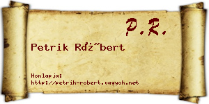 Petrik Róbert névjegykártya